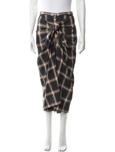 Pre-owned Polo Ralph Lauren Plaid Print Midi Length Skirt In Multicolor