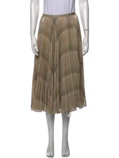 Pre-owned Polo Ralph Lauren Plaid Print Midi Length Skirt In Neutrals