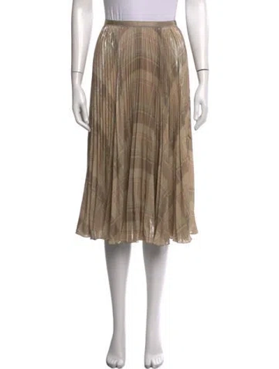 Pre-owned Polo Ralph Lauren Plaid Print Midi Length Skirt In Neutrals