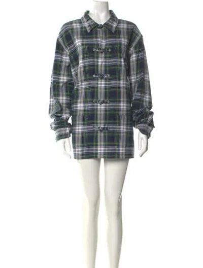 Pre-owned Polo Ralph Lauren Plaid Print Mini Dress In Green