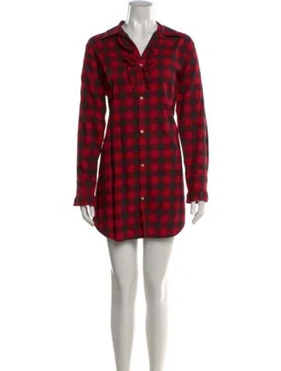 Pre-owned Polo Ralph Lauren Plaid Print Mini Dress In Red