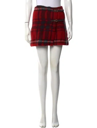 Pre-owned Polo Ralph Lauren Plaid Print Mini Skirt In Red
