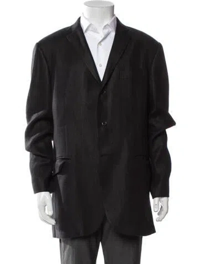 Pre-owned Polo Ralph Lauren Plaid Print Overcoat In Black