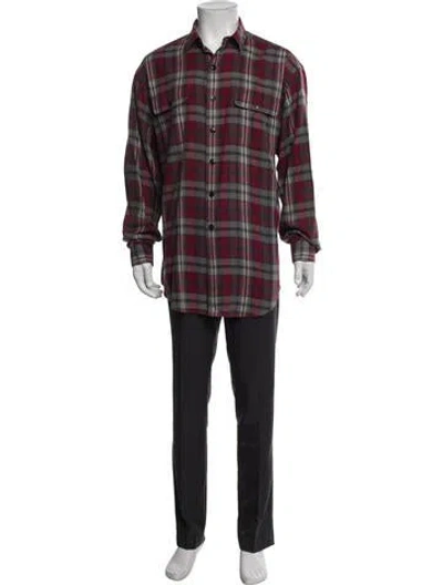 Pre-owned Polo Ralph Lauren Plaid Print Overcoat In Red