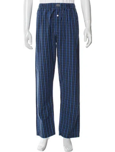 Pre-owned Polo Ralph Lauren Plaid Print Pajama Bottoms In Blue
