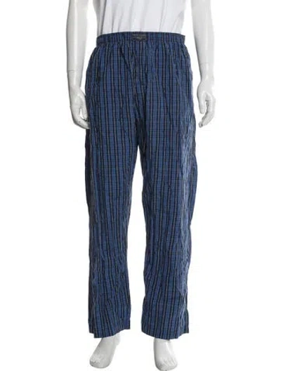 Pre-owned Polo Ralph Lauren Plaid Print Pajama Bottoms In Blue