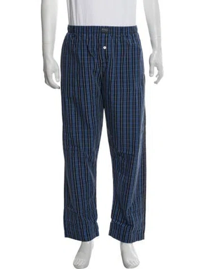 Pre-owned Polo Ralph Lauren Plaid Print Pajama Bottoms In Blue