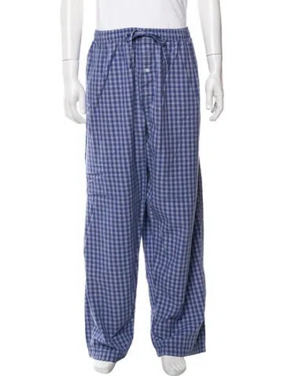 Pre-owned Polo Ralph Lauren Plaid Print Pajama Bottoms In Blue