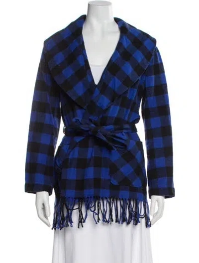 Pre-owned Polo Ralph Lauren Plaid Print Peacoat In Blue