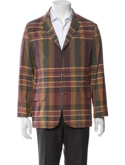 Pre-owned Polo Ralph Lauren Plaid Print Peacoat In Red