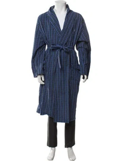 Pre-owned Polo Ralph Lauren Plaid Print Robe In Blue