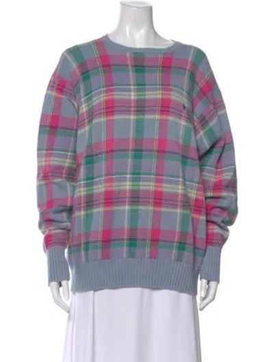 Pre-owned Polo Ralph Lauren Plaid Print Scoop Neck Sweater In Multi
