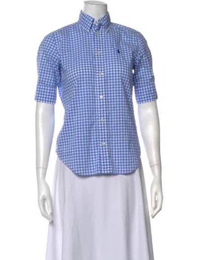 Pre-owned Polo Ralph Lauren Plaid Print Short Sleeve Polo In Blue