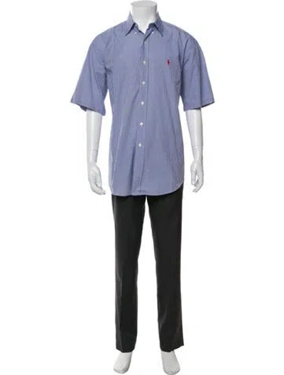 Pre-owned Polo Ralph Lauren Plaid Print Short Sleeve Shirt In Blue