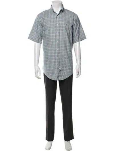 Pre-owned Polo Ralph Lauren Plaid Print Short Sleeve Shirt In Blue