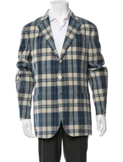 Pre-owned Polo Ralph Lauren Plaid Print Sport Coat In Blue