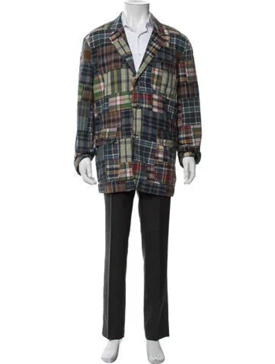 Pre-owned Polo Ralph Lauren Plaid Print Sport Coat W/ Tags In Blue