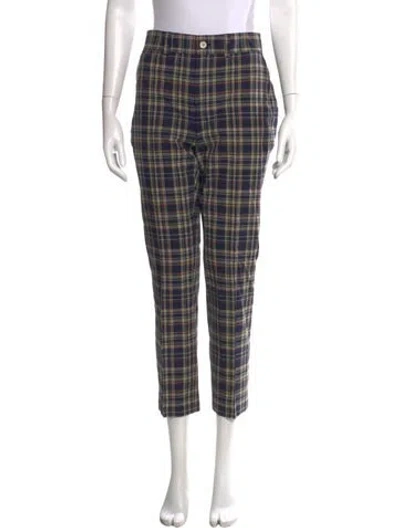 Pre-owned Polo Ralph Lauren Plaid Print Straight Leg Pants In Multicolor