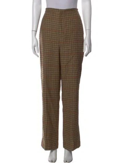 Pre-owned Polo Ralph Lauren Plaid Print Straight Leg Pants In Neutral
