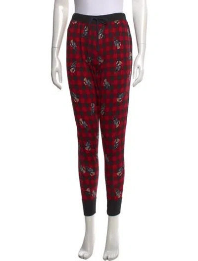 Pre-owned Polo Ralph Lauren Plaid Print Straight Leg Pants In Red