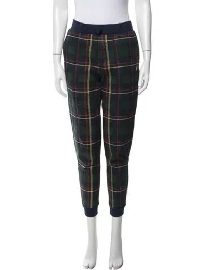 Pre-owned Polo Ralph Lauren Plaid Print Sweatpants In Green