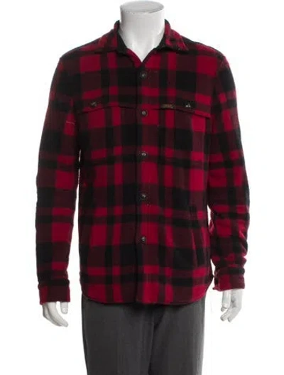Pre-owned Polo Ralph Lauren Plaid Print Trucker Jacket In Red