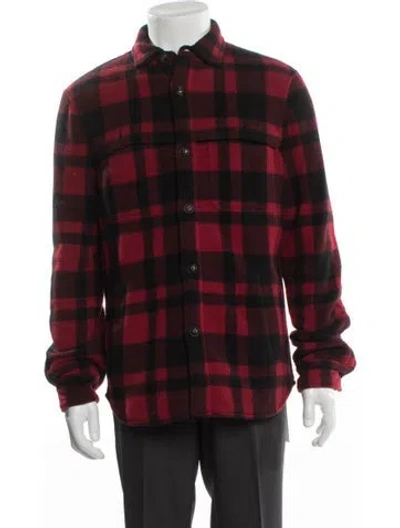 Pre-owned Polo Ralph Lauren Plaid Print Trucker Jacket In Red