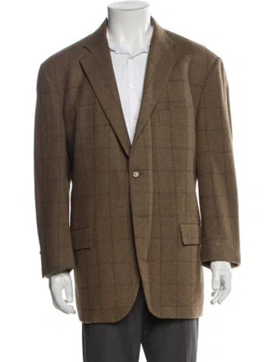 Pre-owned Polo Ralph Lauren Plaid Print Utility Jacket In Gray