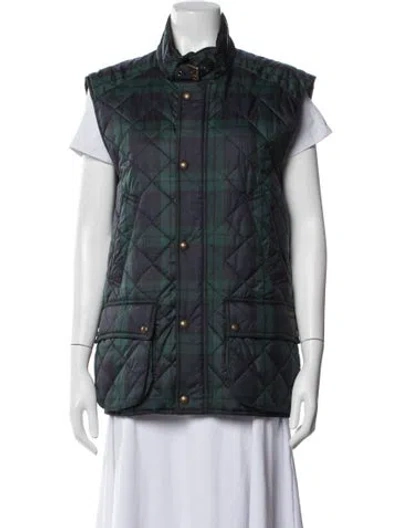 Pre-owned Polo Ralph Lauren Plaid Print Vest In Blue/green