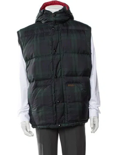 Pre-owned Polo Ralph Lauren Plaid Print Vest In Green