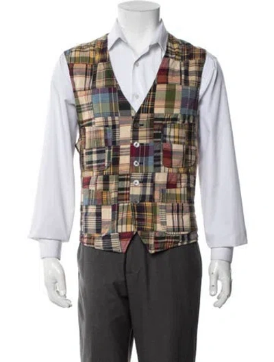 Pre-owned Polo Ralph Lauren Plaid Print Vest In Multicolor