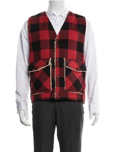 Pre-owned Polo Ralph Lauren Plaid Print Vest In Red