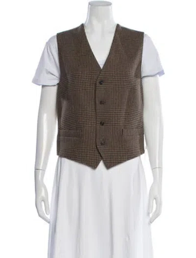 Pre-owned Polo Ralph Lauren Plaid Print Vest W/ Tags In Blue