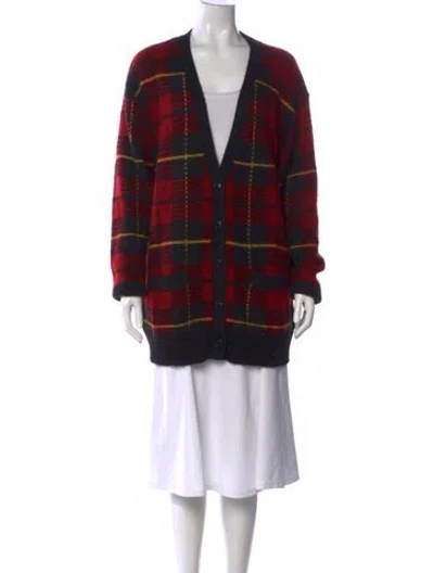Pre-owned Polo Ralph Lauren Plaid Print V-neck Sweater In Multi
