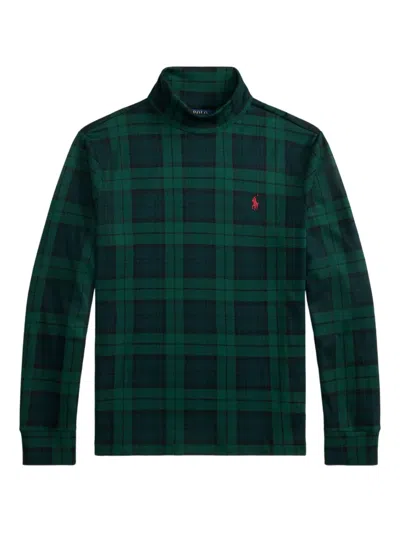 Polo Ralph Lauren Plaid Turtleneck Sweatshirt In Green