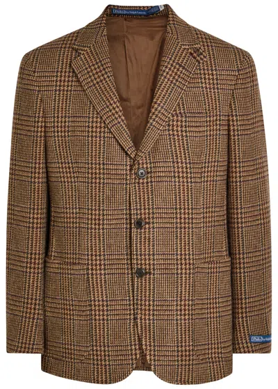 Polo Ralph Lauren Checked Buttoned Jacket In Brown