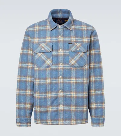 Polo Ralph Lauren Plaid Wool-blend Flannel Shirt In Blue