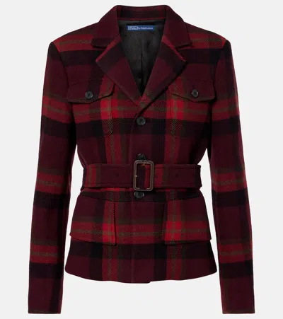 Polo Ralph Lauren Plaid Wool-blend Tweed Blazer In Red