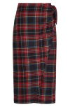 Polo Ralph Lauren Plaid Wool-blend Wrap Skirt In Red Black Multi Plaid