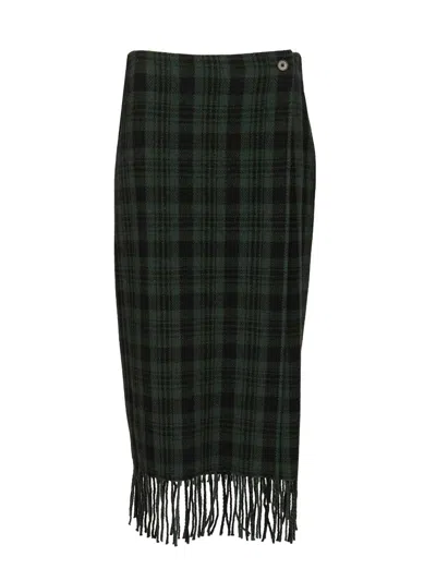 Polo Ralph Lauren Plaid Wool-blend Wrap Skirt Skirts Green