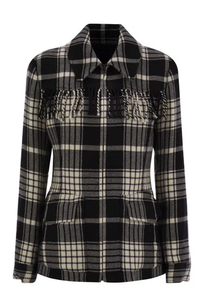 Polo Ralph Lauren Plaid Wool Jacket With Fringes
