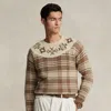 Polo Ralph Lauren Plaid Wool-linen Jumper In Brown