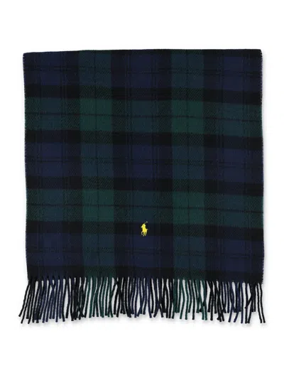 Polo Ralph Lauren Plaid Wool Scarf In Green