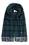 Polo Ralph Lauren Plaid Wool Scarf In Black
