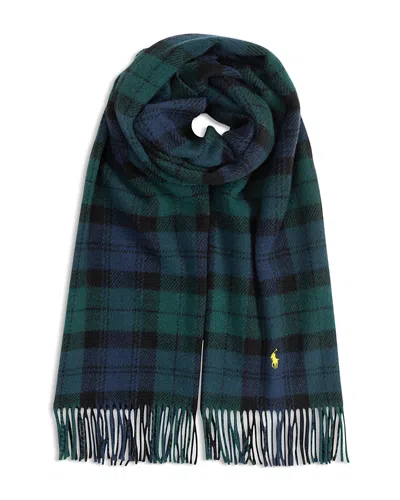 Polo Ralph Lauren Plaid Wool Twill Scarf In Black