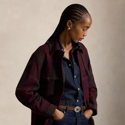 Polo Ralph Lauren Plaid Wool-blend Twill Shirt Jacket In Brown Multi
