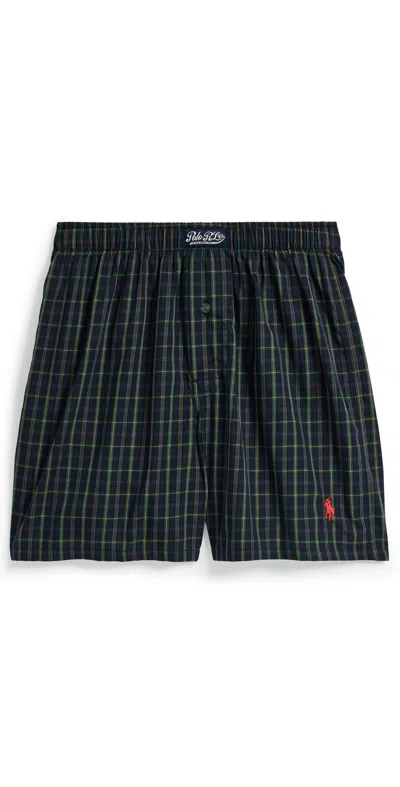 Polo Ralph Lauren Plaid Woven Boxers Mini Polo Tartan/red In Blue