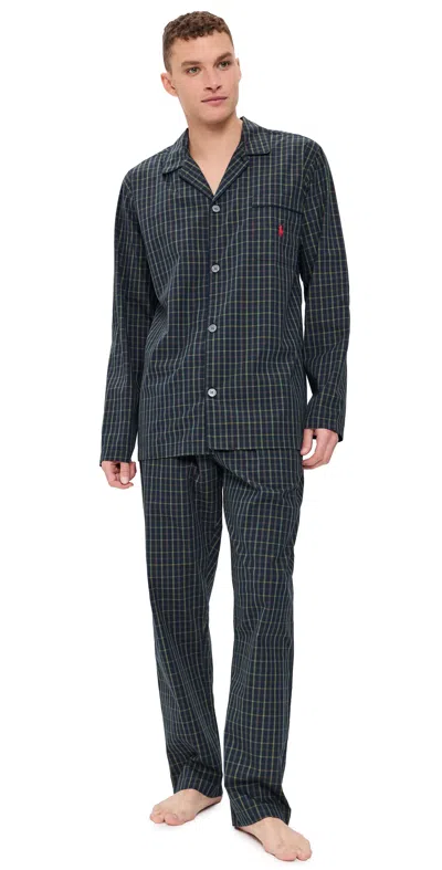 Polo Ralph Lauren Plaid Woven Pajama Set Mini Polo Tartan/red In Blue