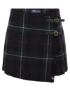 Polo Ralph Lauren Plaid Pleated Wool Twill Wrap Skirt In Navy