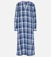 Polo Ralph Lauren Plaids Linen Maxi Dress In Blue